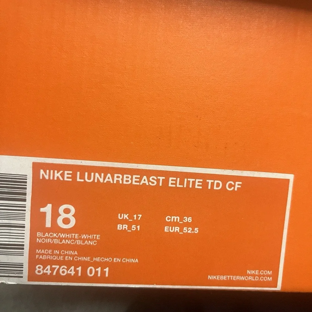 NIKE Men's‎  Lunarbeast Elite TD CF Black Football Cleats Mens 18  New With Box